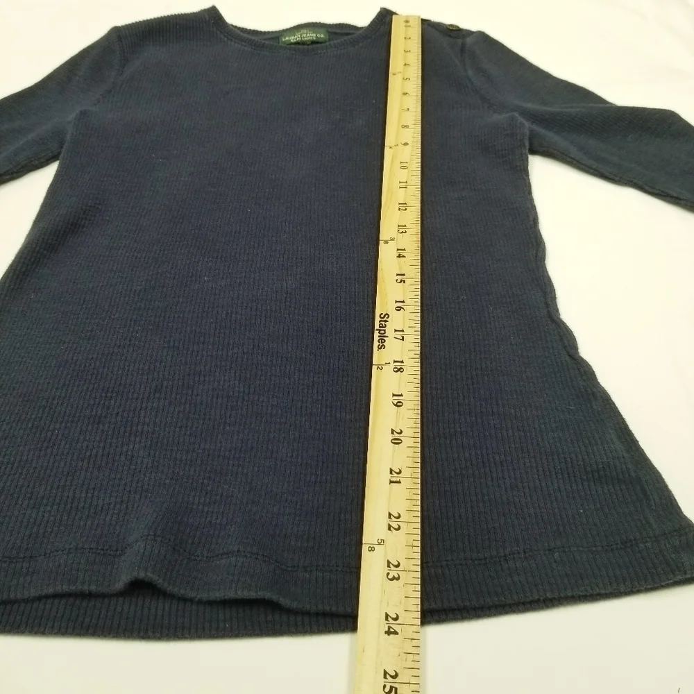 Lauren Jeans co LRL Lauren Ralph Lauren Navy blue long sleeve button‎ accent M